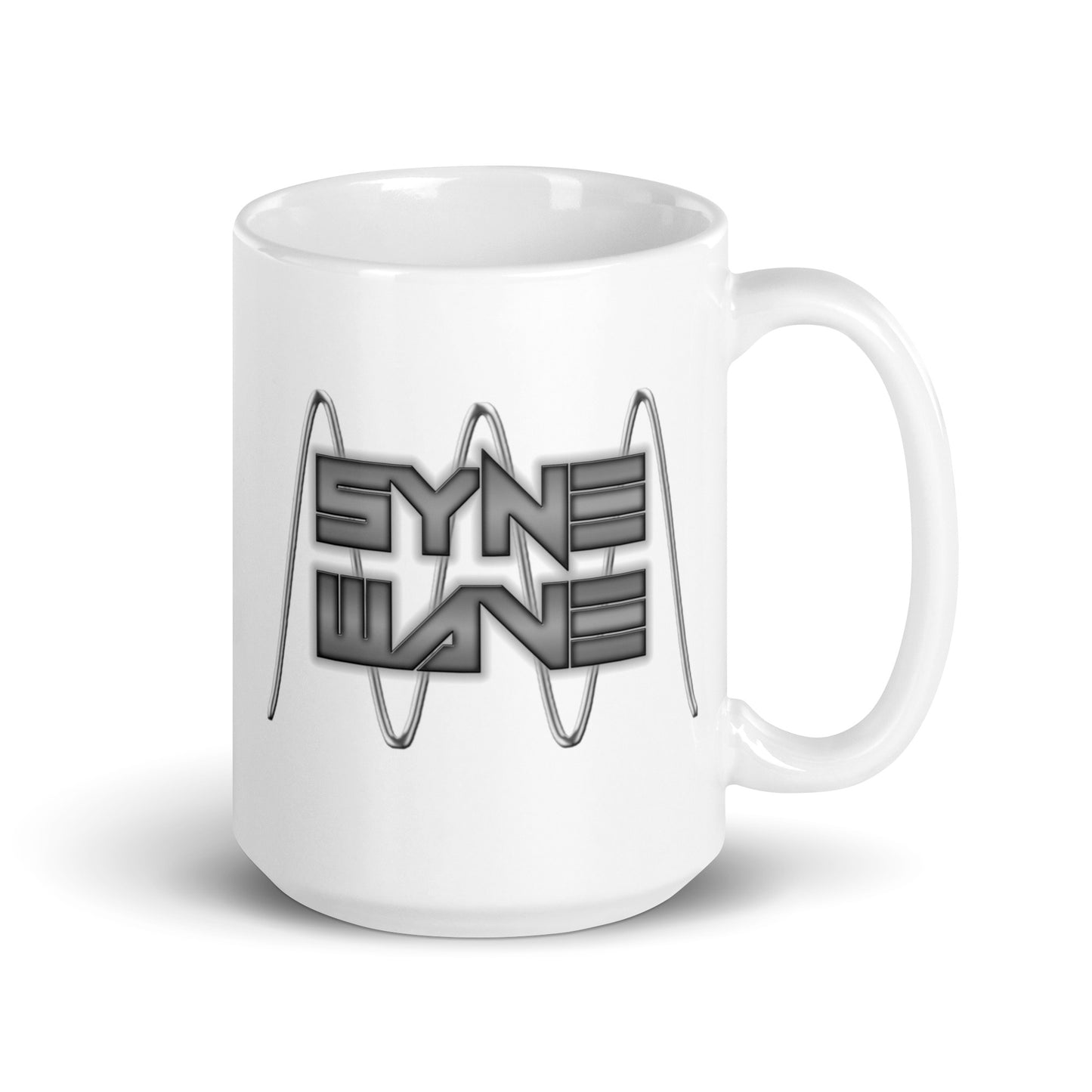 Syne Wave B+W Logo White Glossy Mug